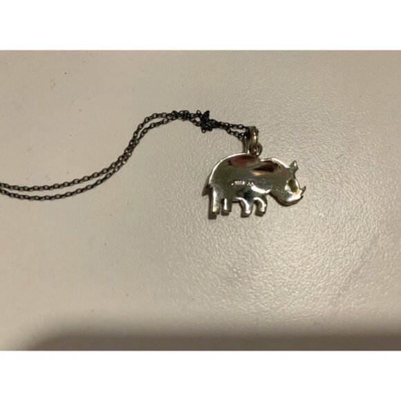 925 Sterling Silver Black Crystal Elephant Pendant and Necklace 18.5” - Picture 4 of 4